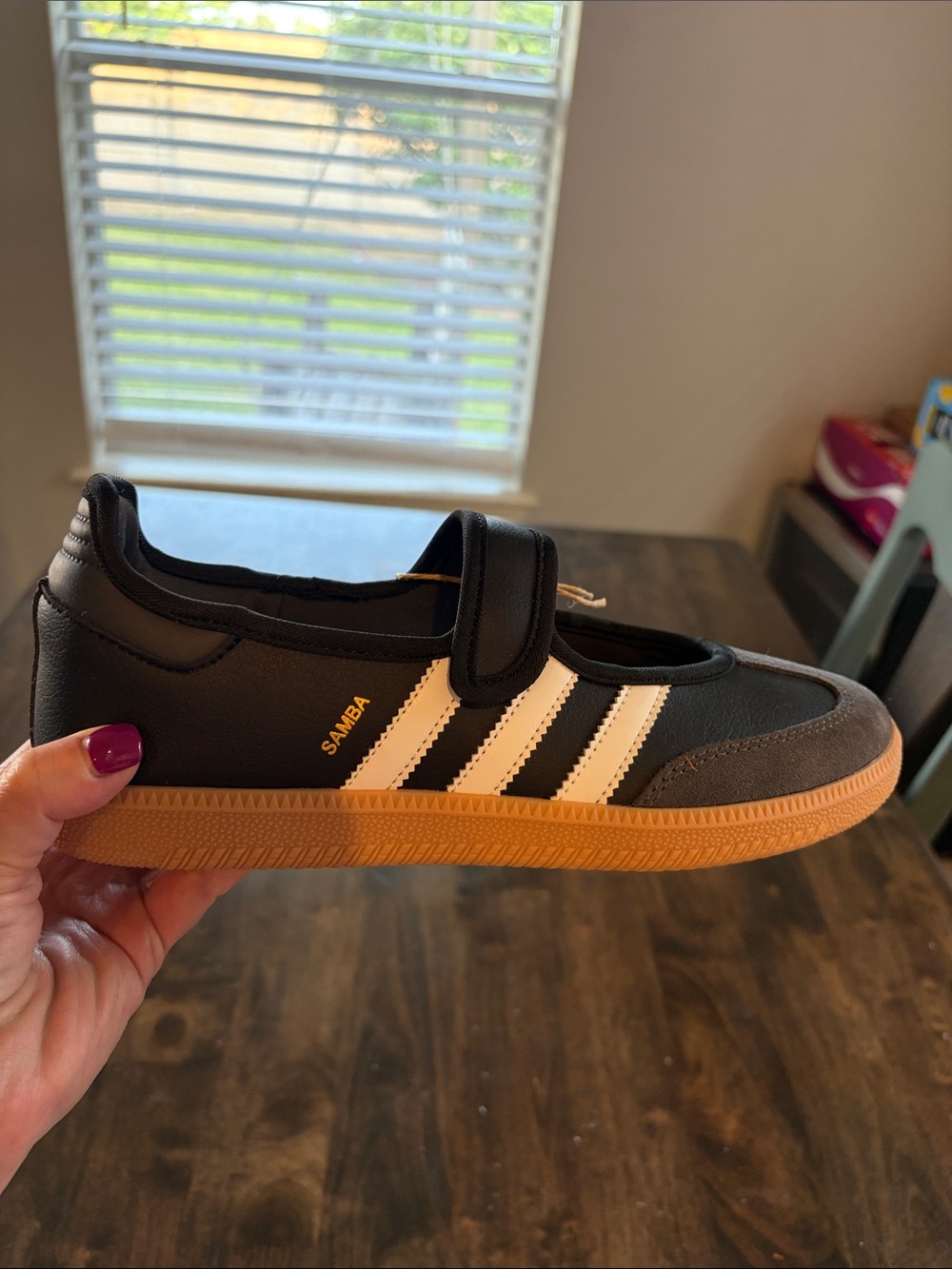 adidas Samba Black White Gum Sole Mary Jane Athletic Shoe - Picture 4 of 13